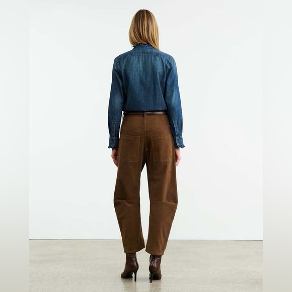 Nili Lotan Shon Corduroy Pant Sz 10 Brown Barrel Horseshoe - Picture 2 of 13